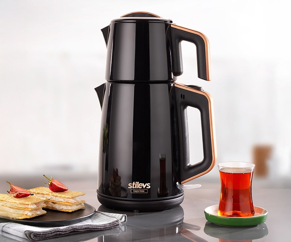 Stilevs Çays Inox Çelik Çay Makinesi 1650w Siyah