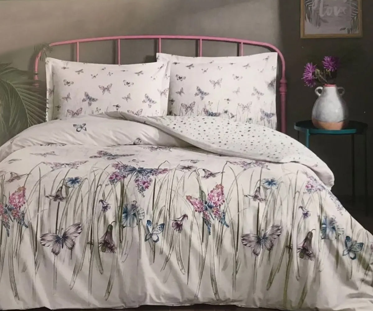 Özdilek Nevresim Takımı Ranforce Çift Kişilik Kişilik Papılıo Beyaz
